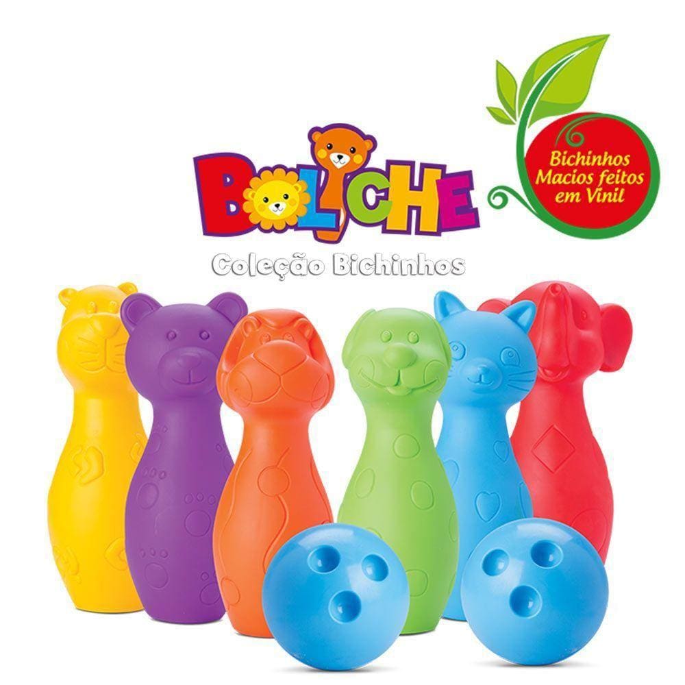 Brinquedo Jogo de Boliche Infantil 6 Pinos e 2 Bolas