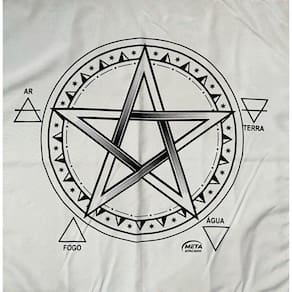 Toalha Tecido Jogo de Cartas Pentagrama 70 x 70 cm Br/Preta