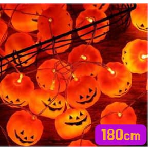 Varal Abóbora Luz Led Festa Halloween Decoração