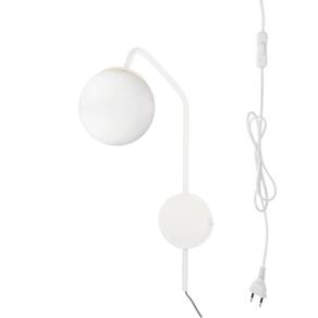 Arandela New Figo Branco c/ plug e interruptor - Vidro Branco