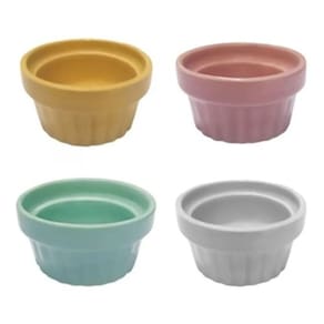Kit 4 Ramekin Cerâmica Colorido 50ml Molheira Potinho