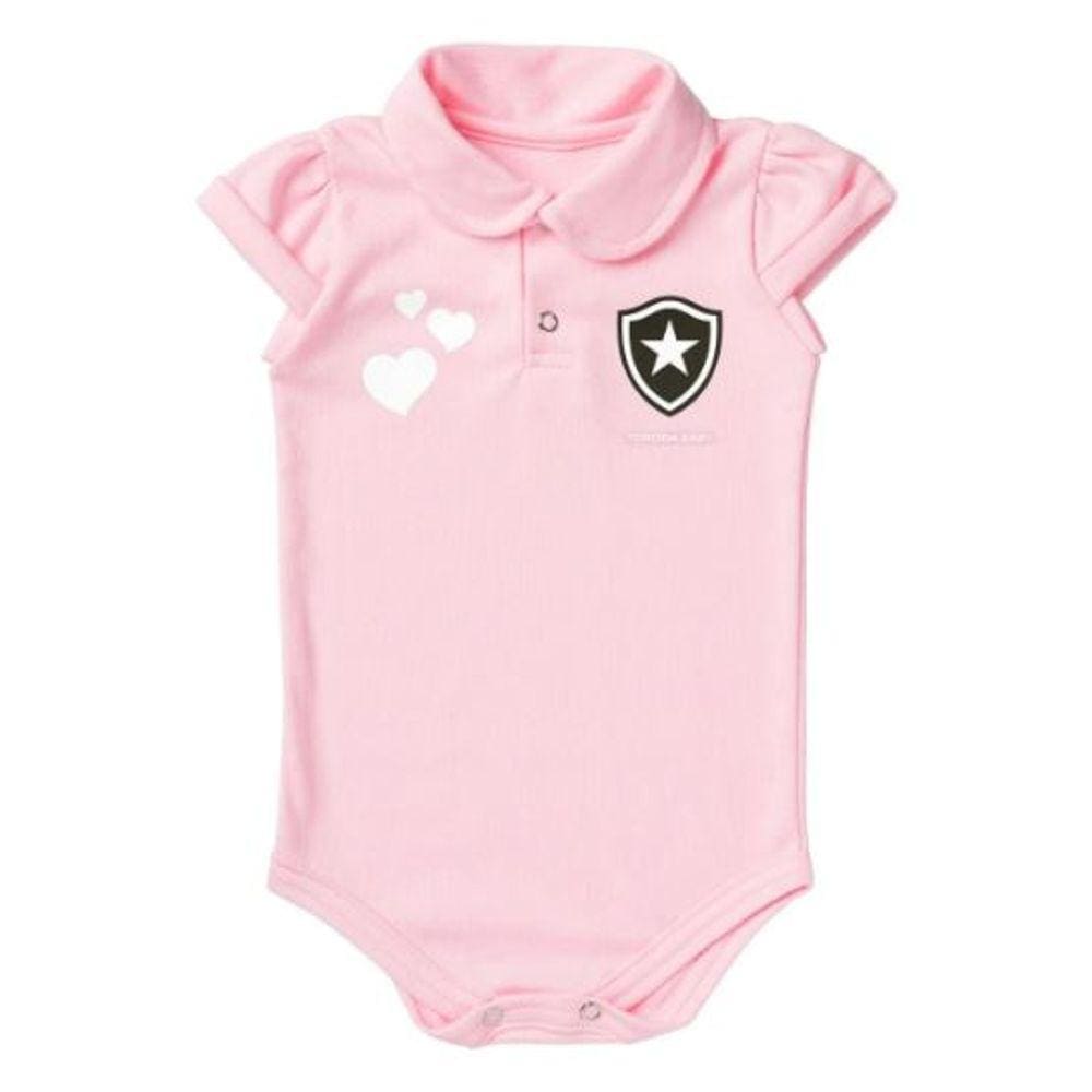 Body Bebê Botafogo Polo Rosa Manga Curta - Torcida Baby