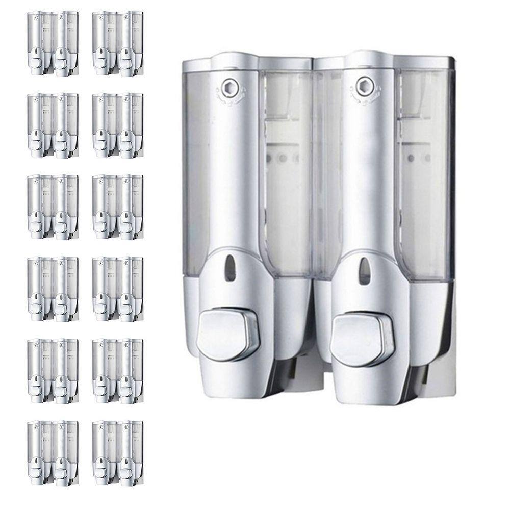 Dispenser Duplo Banheiro Kit 12 Unidades Sabonete Liquido Alcool Gel Shampoo Banheiro Restaurante Hotel Resistente Multiuso