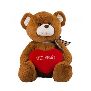Urso De Pelúcia Marrom Coração "Te Amo" 30 Cm