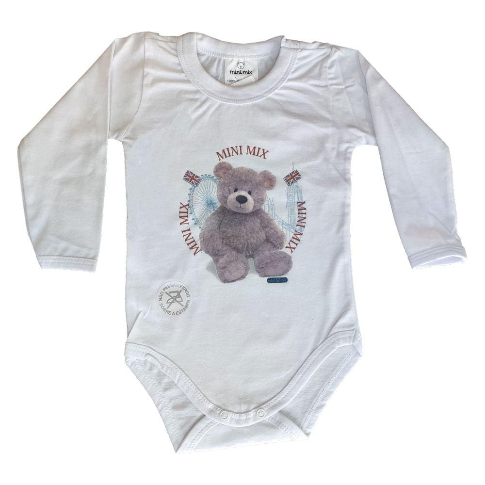 Body Manga Longa Mini Mix Urso Gbaby - M