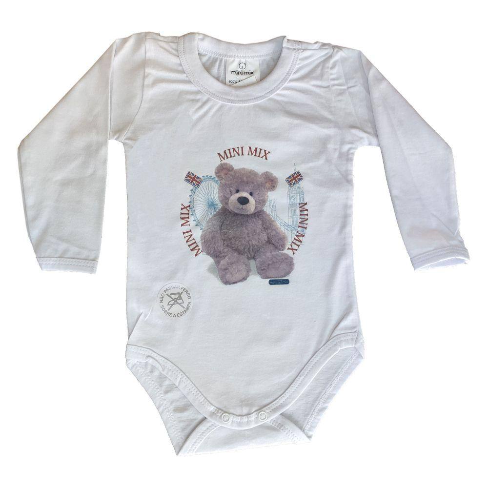 Body Manga Longa Mini Mix Urso Gbaby - P