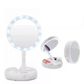 Espelho Mesa Dupla Face Luz Led Com Aumento 10X Maquiagem Redondo C/ Plug Usb