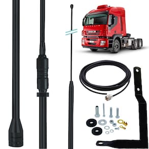 Antena Px Prolongador 60cm Black Suporte Motorista Argentina Stralis Cabo 5,5m