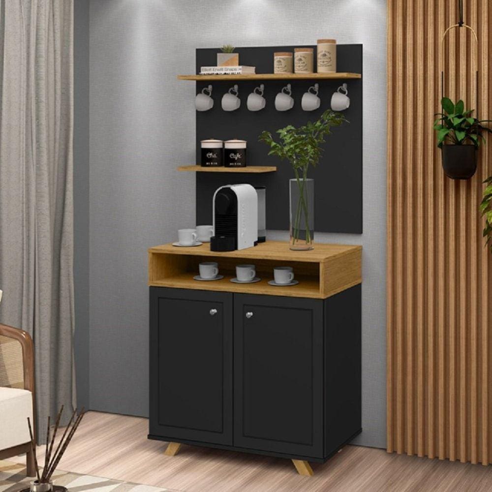 Buffet 2 Portas Star Preto/Marrom