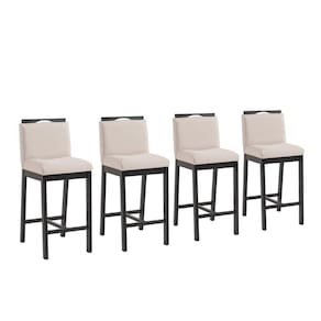 Conjunto 4 Banquetas Estofadas Madeira Maciça Dani Preto Tec Algodão