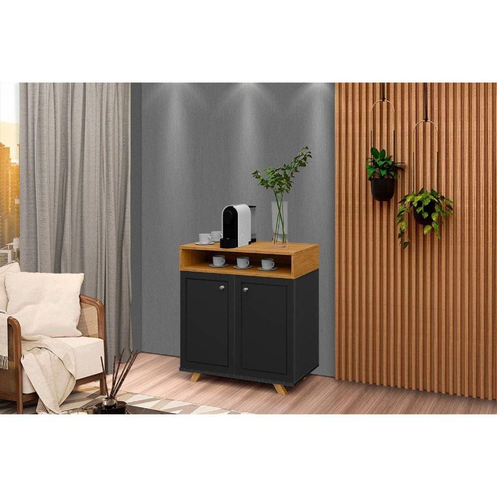 Buffet 2 Portas Star Preto/Marrom