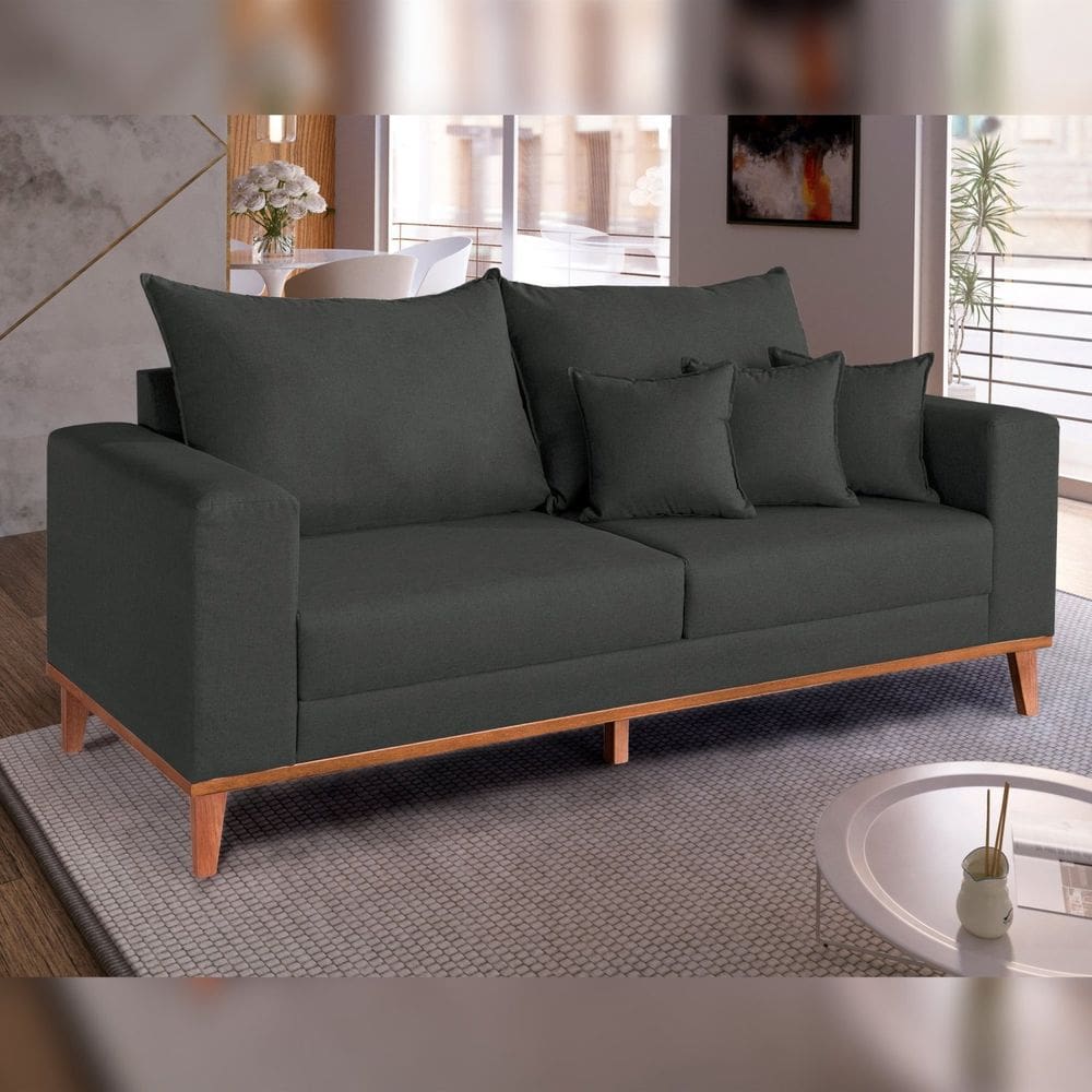 Sofá 3 Lugares 190cm Viena Suede/Cinza