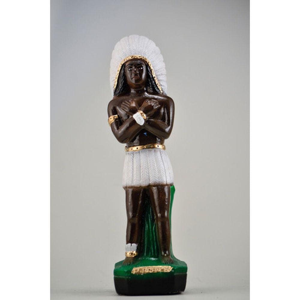 Imagem Caboclo Pena Branca Pe Escultura Gesso Estatua 20 cm
