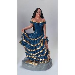 Imagem Cigana Azul Escultura Gesso Estatua 10 Cm