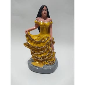 Imagem Cigana Amarela Escultura Gesso Estatua 10 Cm