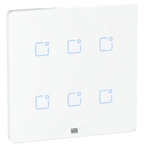 Interruptor Touch Inteligente 6 Botoes WI-FI 10A + RF com Placa 4X4 WEG Home Branco