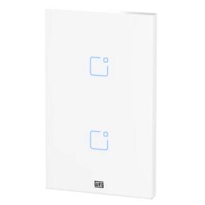 Interruptor Touch Inteligente 2 Botoes WI-FI 10A + RF com Placa 4X2 WEG Home Branco.
