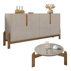 Buffet 04 Portas 170 cm e Mesa de Centro Lizz Off White Cedro Casa D