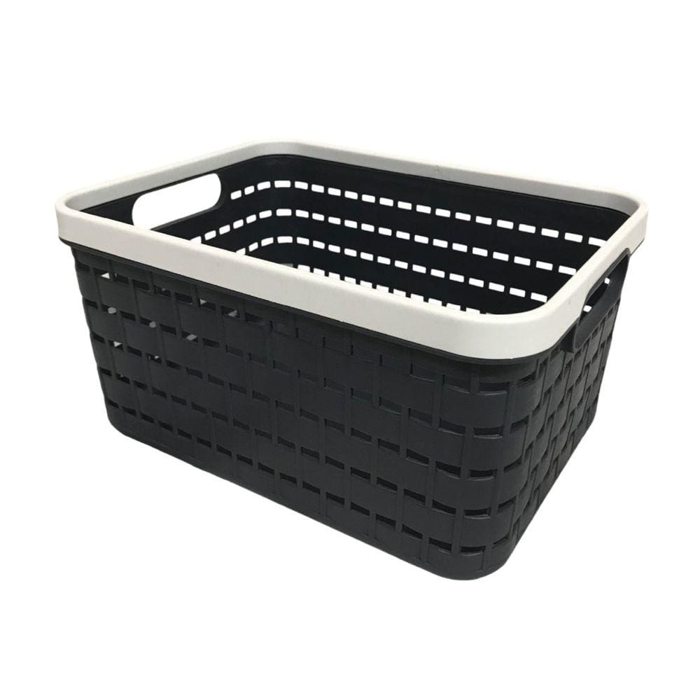 Cesto Organizador Retangular Multiúso Vazado com Alça 30cm