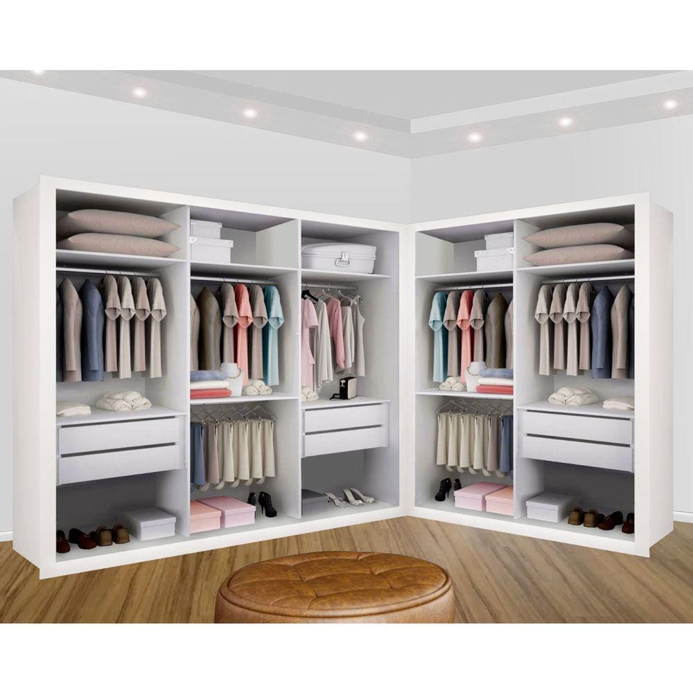 Closet Casal sem Portas 2 Módulos 6 Gavetas França Minastex- Branco