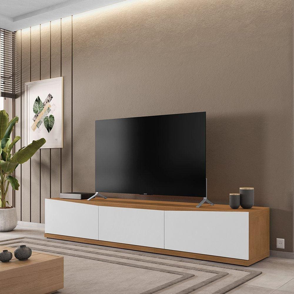 Rack Para TV até 60 Polegadas 180cm 2 Portas 1 Gaveta Eros Cedro/Branco