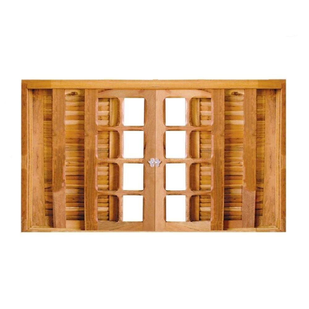 Janela de Madeira Veneziana Padrão Imbuia 100x120cm 6 Folhas Rodam Marroml