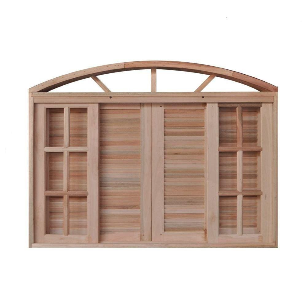 Janela de Madeira Veneziana 120x160cm 6 Folhas em Arco Rodam Marroml
