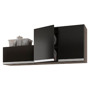 Kit Área de Serviço e Lavanderia com 02 Armários Aéreo 80cm e 60cm 100% MDF Preto - Desk Design