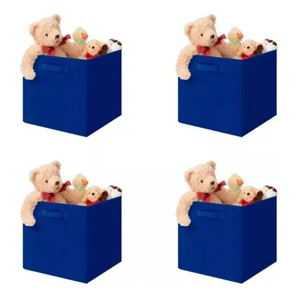Kit 4 Unidades Caixa Organizadora Multiuso Com Alça Decoteam - Material Tecido Não Tecido Cor Cinza