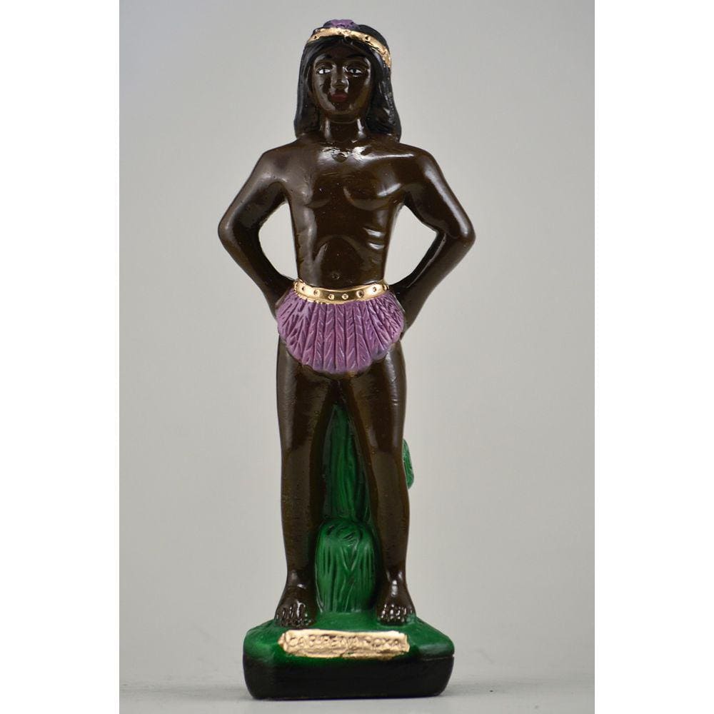 Imagem Caboclo Pena Roxa Em Pe Escultura Gesso Estatua 20