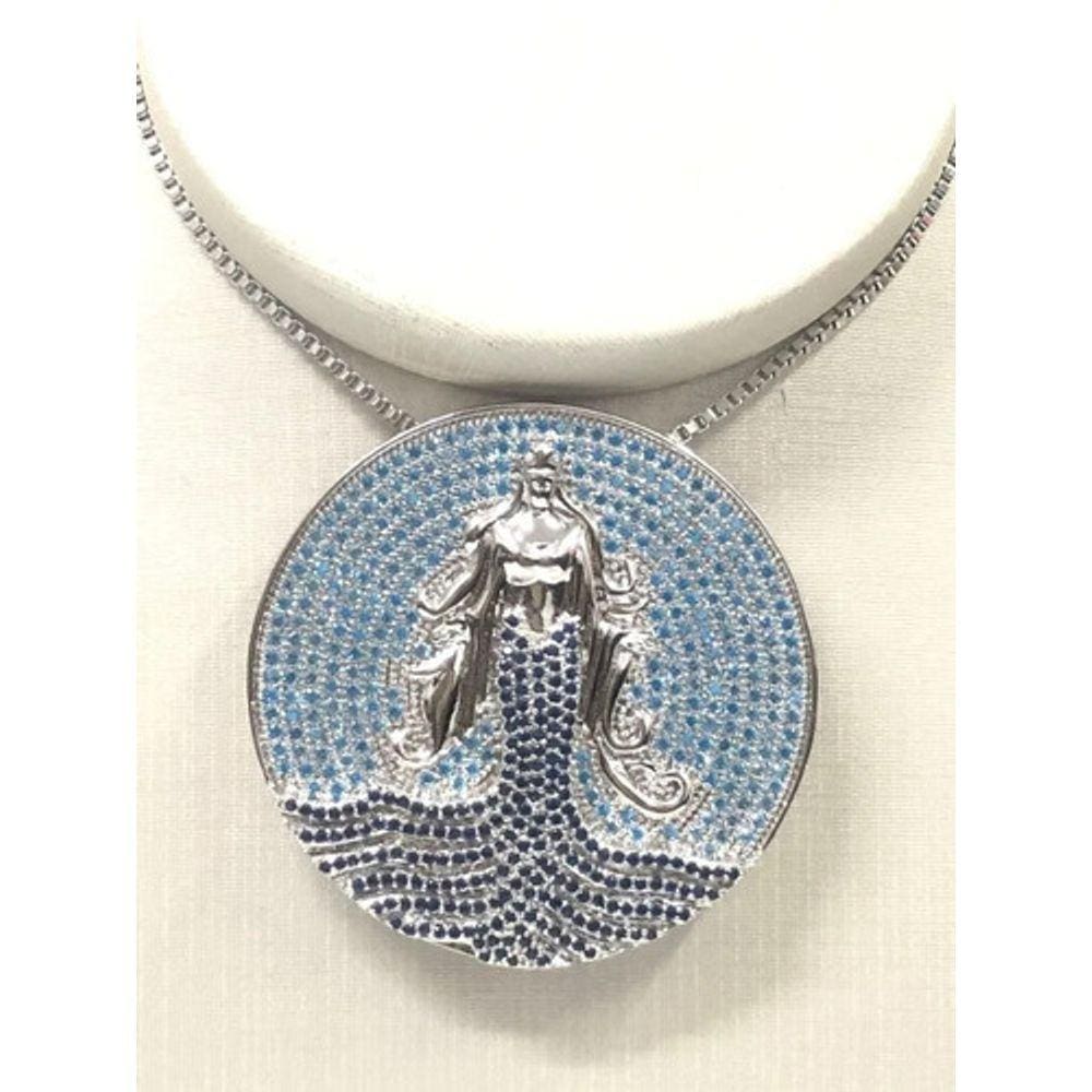 Mandala Iemanja Semijóia Banhada A Rhodium