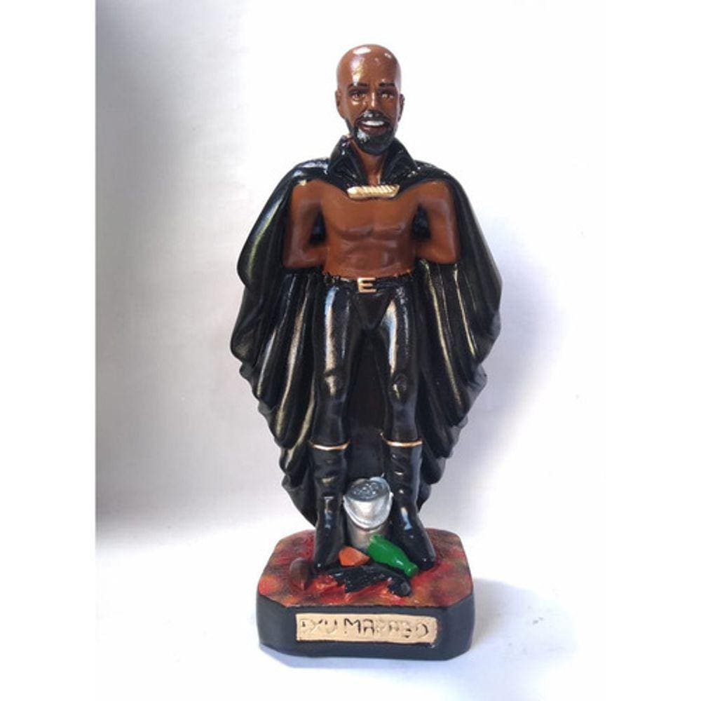 Imagem Exu Marabo Preto Gesso Estatua 20 Cm