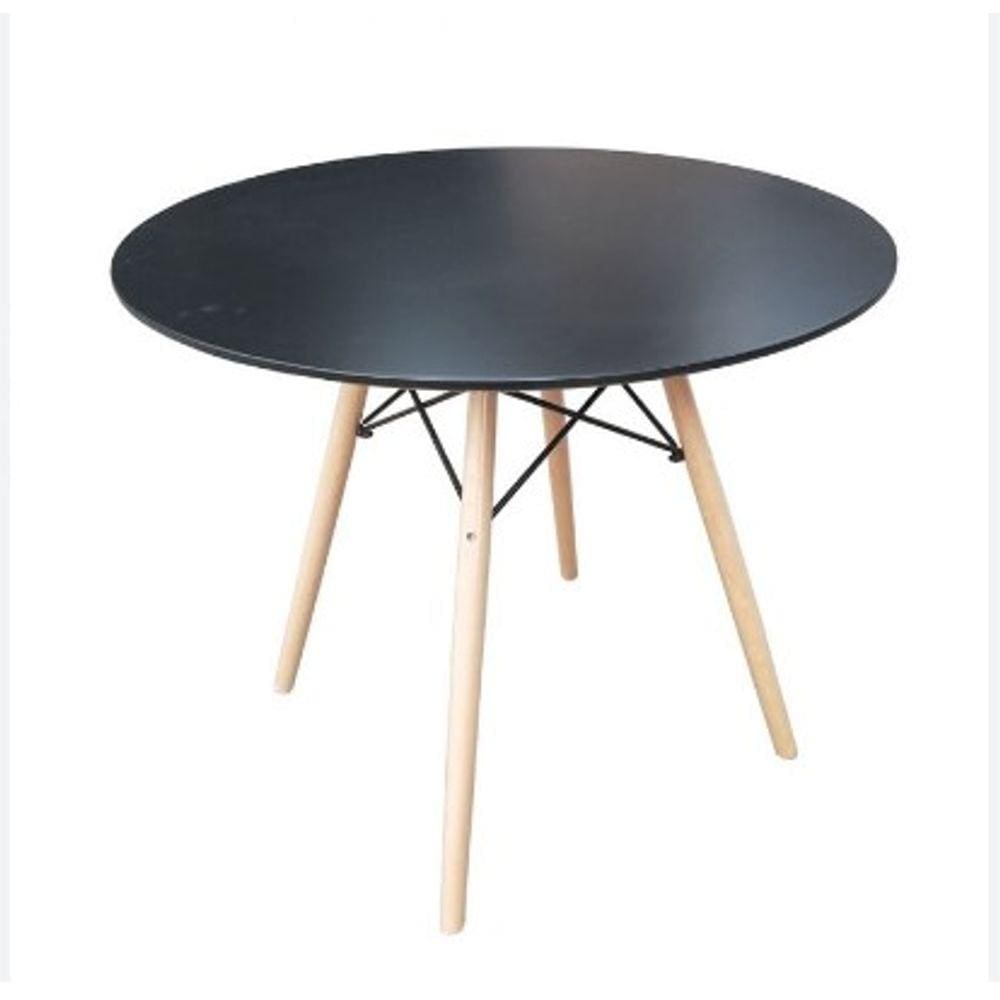 Mesa De Jantar Redonda Eames Eiffel 80cm Preta