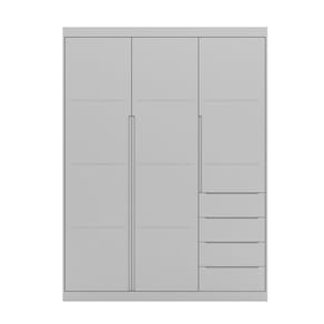 Guarda Roupa Infantil Com 3 Portas e 4 Gavetas Pérola Cor Cinza Phoenix Baby