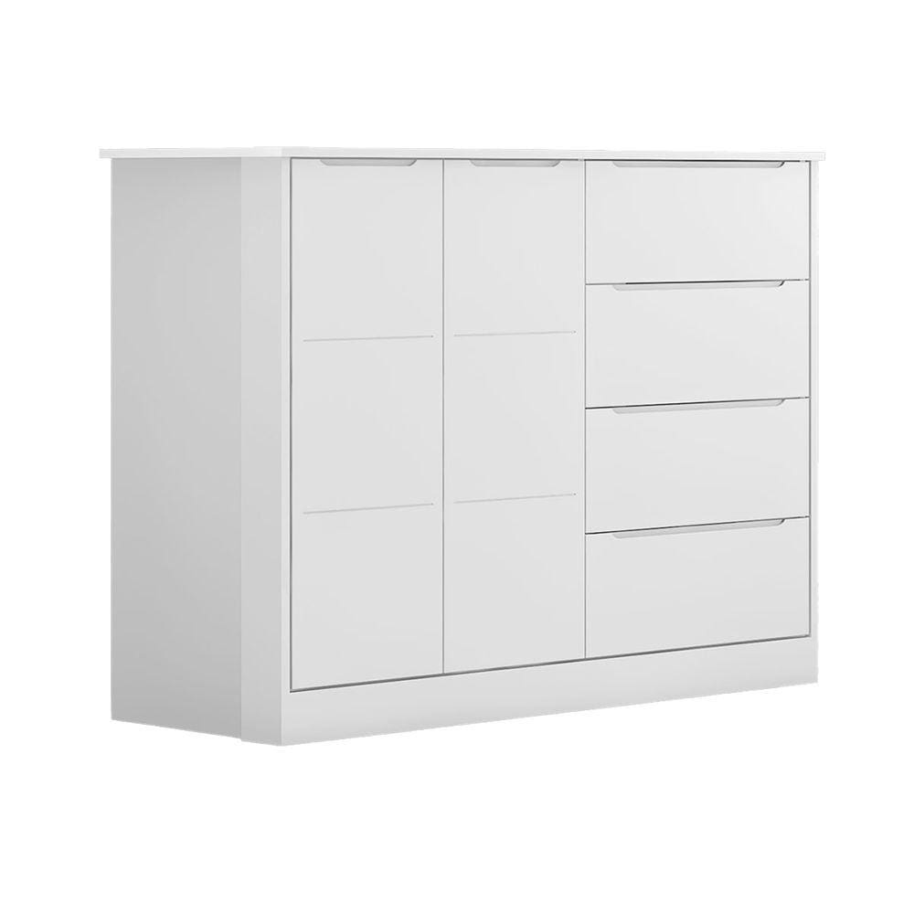 Cômoda Infantil Com 2 Portas e 4 Gavetas Eloá Cor Branco Phoenix Baby