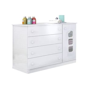 Cômoda Infantil Com 1 Porta e 4 Gavetas Lívia Cor Branco Phoenix Baby
