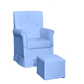Poltrona De Amamentação Com Balanço e Puff Suzi Cor Azul Bebê Phoenix Baby