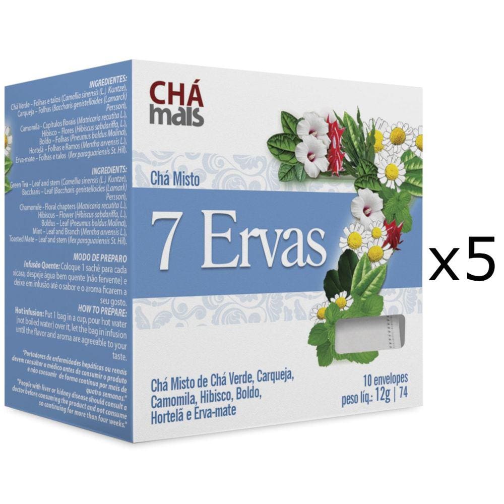 Chá 7 Ervas Kit com 5 Caixas de 10 Sachês cada