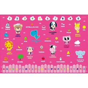 Tapete Infantil Rosa Dupla Face Impermeável  - Unik TI1824-F
