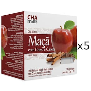 Chá de Maçã Cravo e Canela Kit com 5 Caixas de 10 Sachês cada