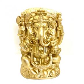 Imagem Ganesh Trono Escultura Resina Estátua 14 cm