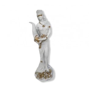 Imagem Deusa da Fortuna Branco Escultura Resina 18 cm