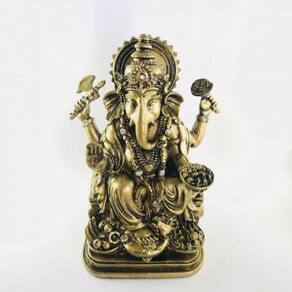 Imagem Ganesh Dourado Velho Escultura Resina 15 cm