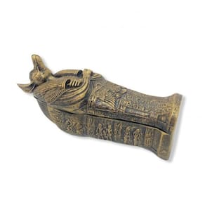 Imagem Sarcofago Anúbis Escultura Resina Estátua 17 cm