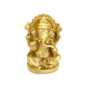 Imagem Ganesh Trono Escultura Resina Estátua 09 cm
