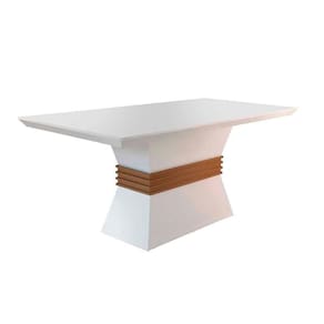 Mesa De Sala Jantar ágata + Tampo Madeirado Reto 120x80cm Off White/imbuia - Rufato