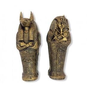 Imagem Sarcofagos Tutankamon Anúbis Escultura Resina 17cm