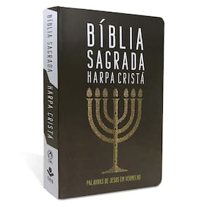 Bíblia Harpa Cristã Grande Popular Preta Menorah Letra Grande