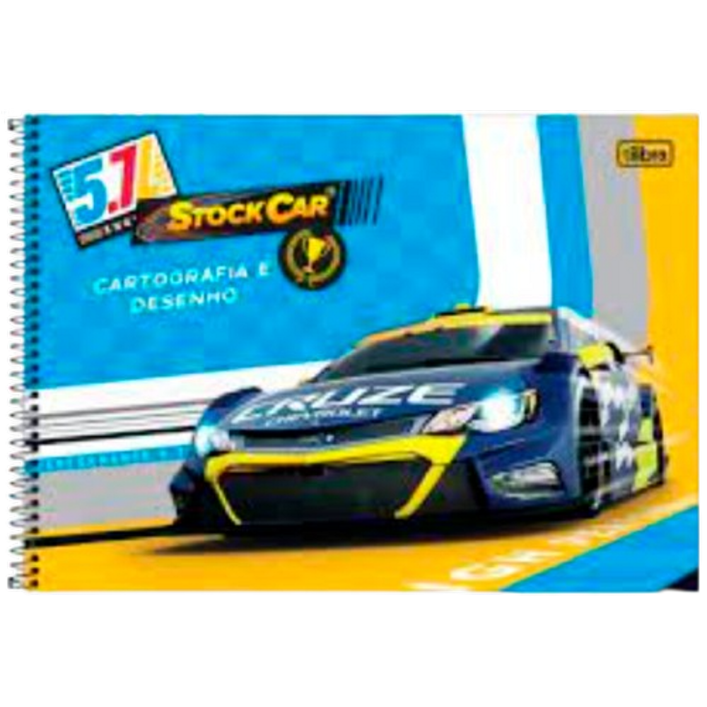 Caderno Desenho Cartografia 80 Folhas Tilibra Stock Car azul