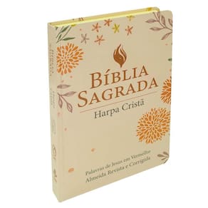 Bíblia Grande Harpa Cristã Popular Letra Gigante Floral Rosa Claro